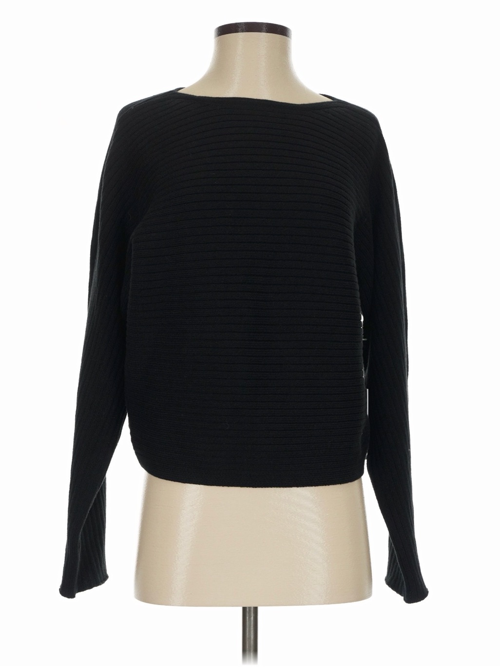 Reformation Black Ribbed Cotton Boatneck Sweater S